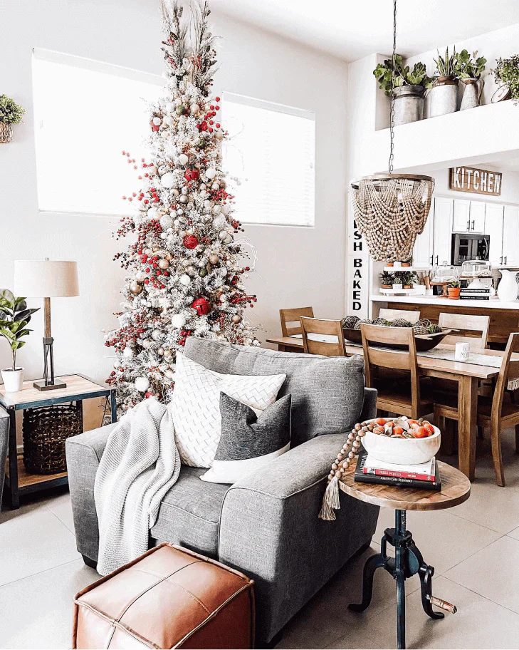 Árvore de Natal artificial fina King Flock® com 500 luzes LED brancas quentes