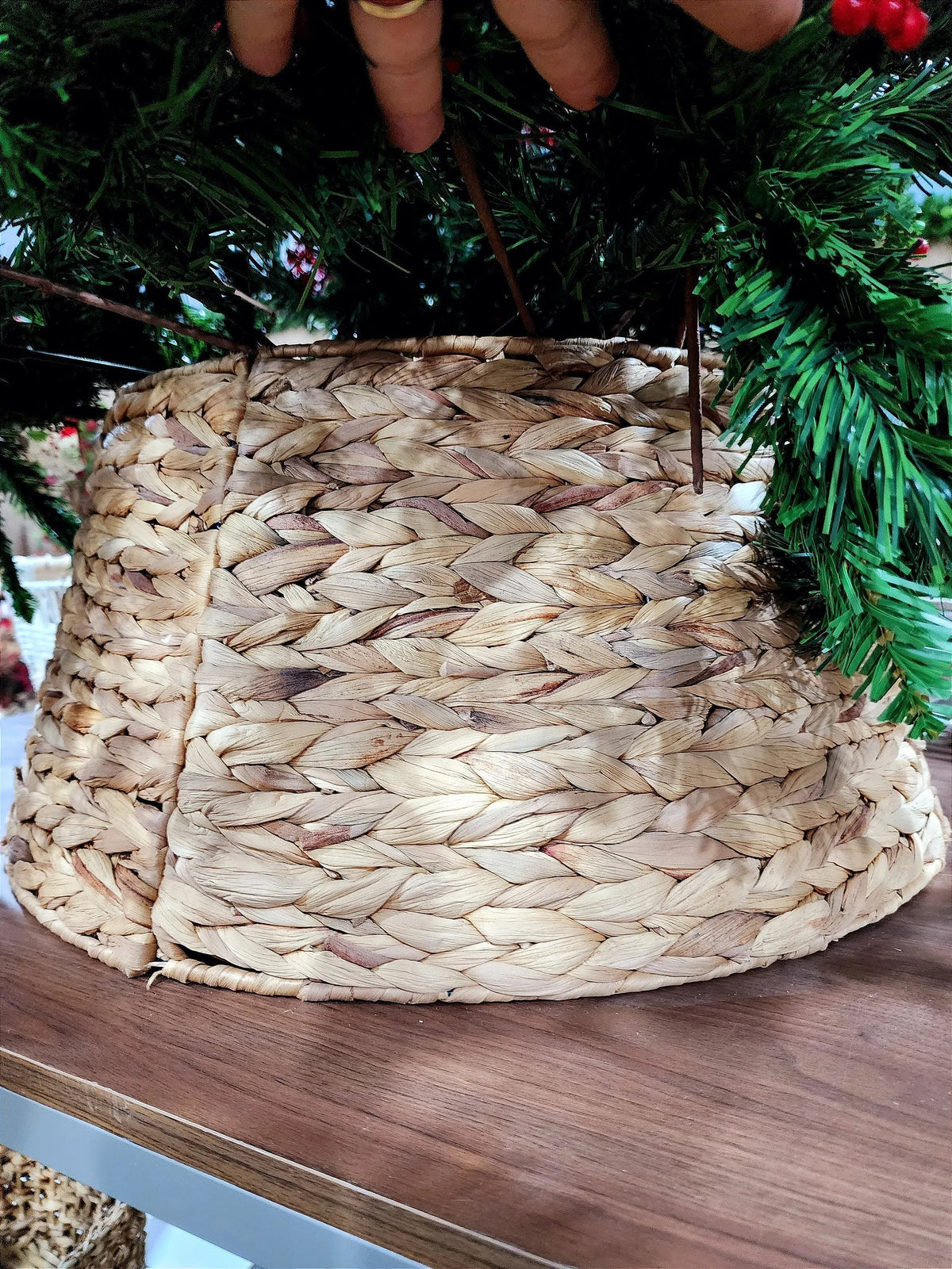 Saia Rígida Trançada Natural 60cm para Árvore de Natal