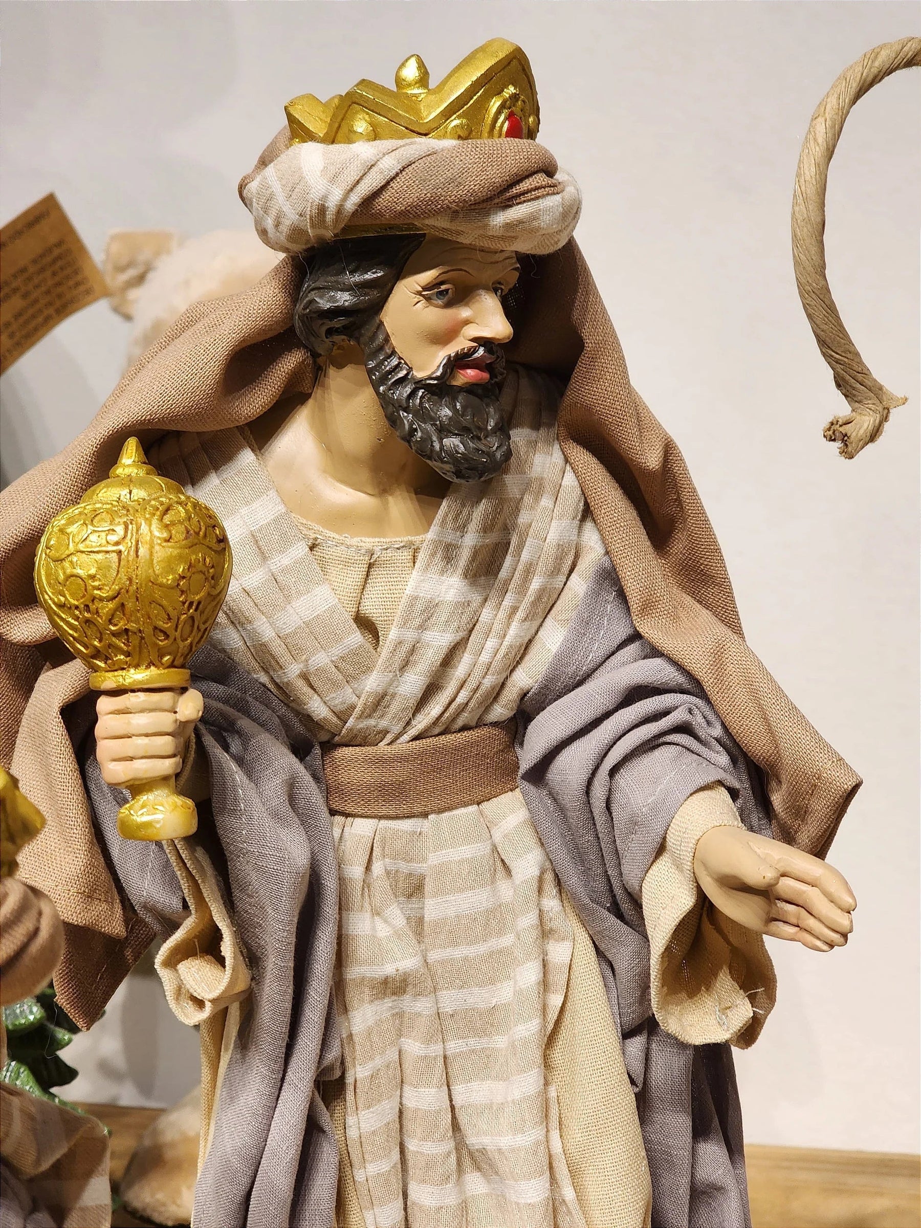 Presépio em Resina com Tecido Natural • 11 Peças • 40cm