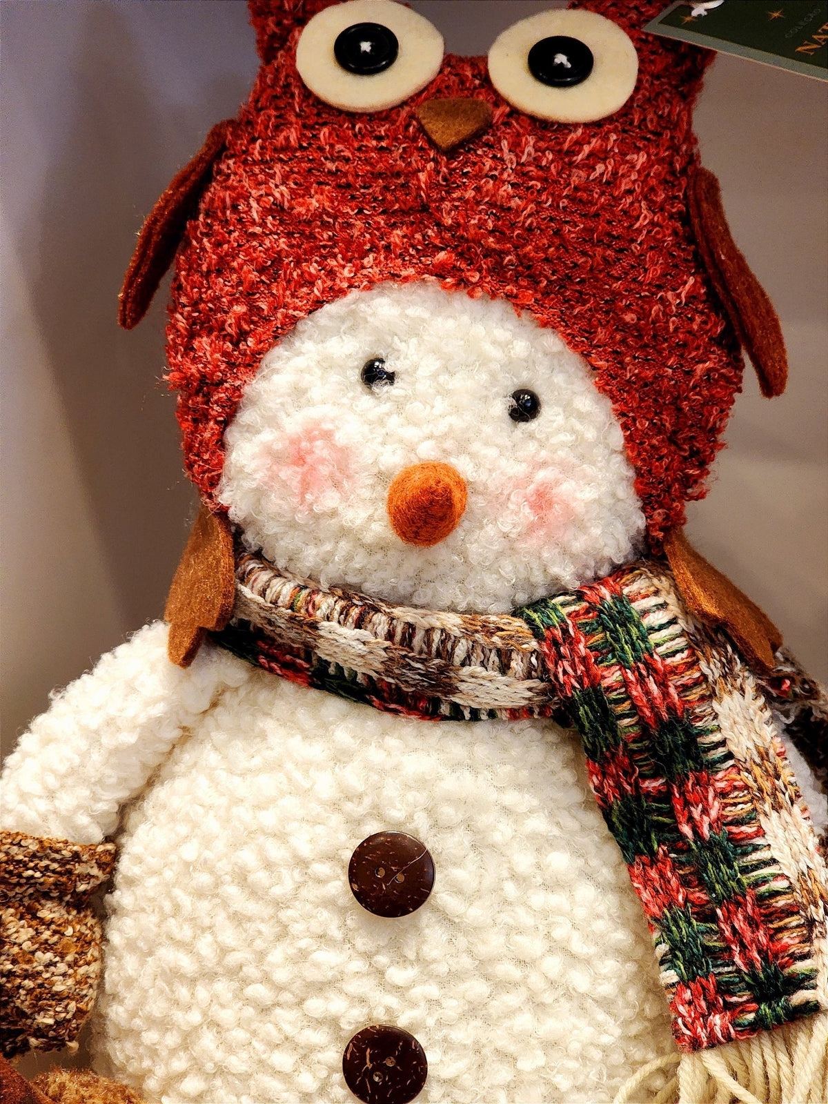 BONECO DE NEVE COM TOUCA DE CORUJA 30CM - PRÉ VENDA 2025