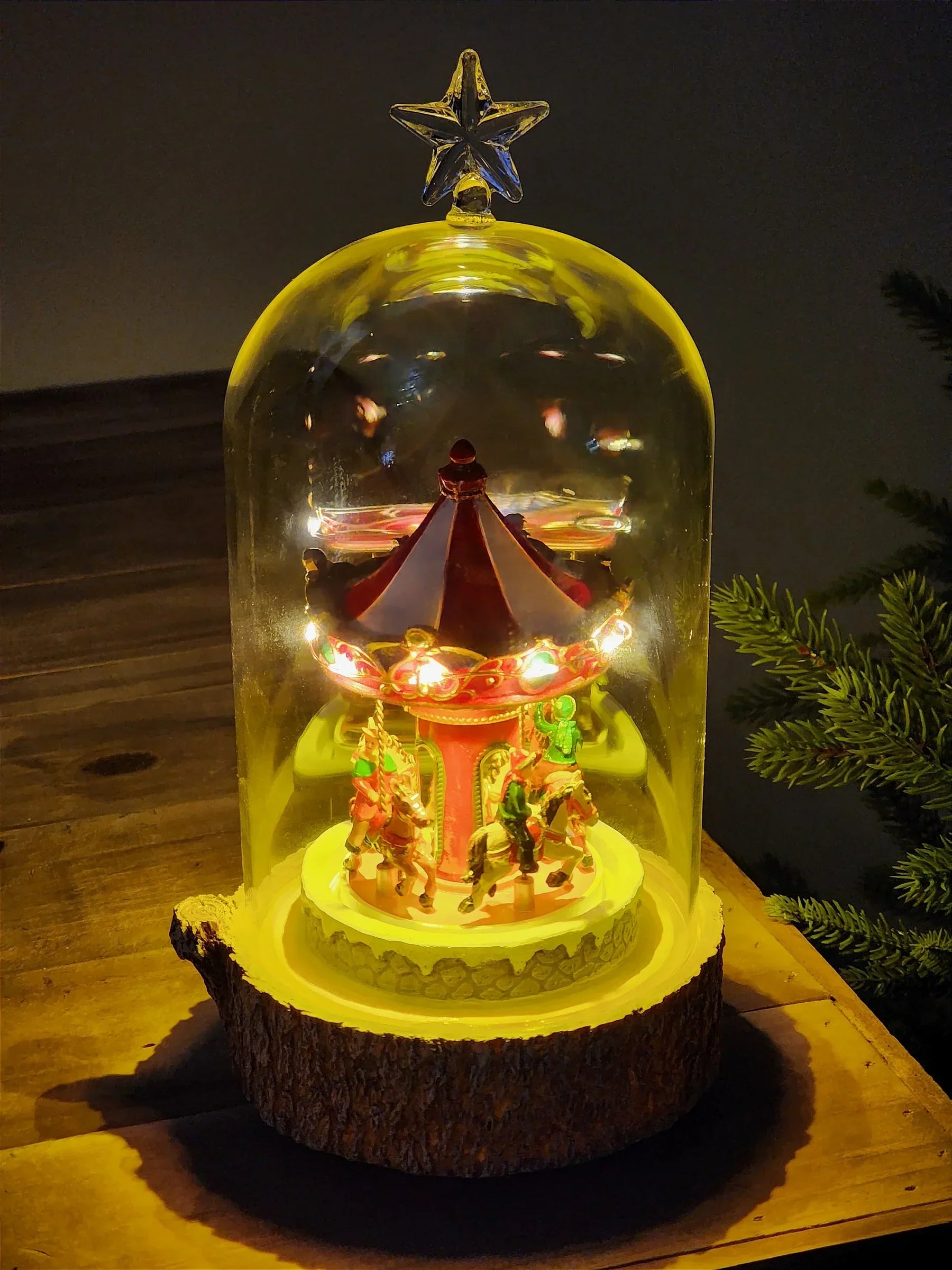 Globo de Vidro Carrossel 26cm • Luz, Som e Movimento