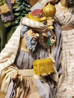 Presépio em Resina com Tecido Natural • 11 Peças • 40cm