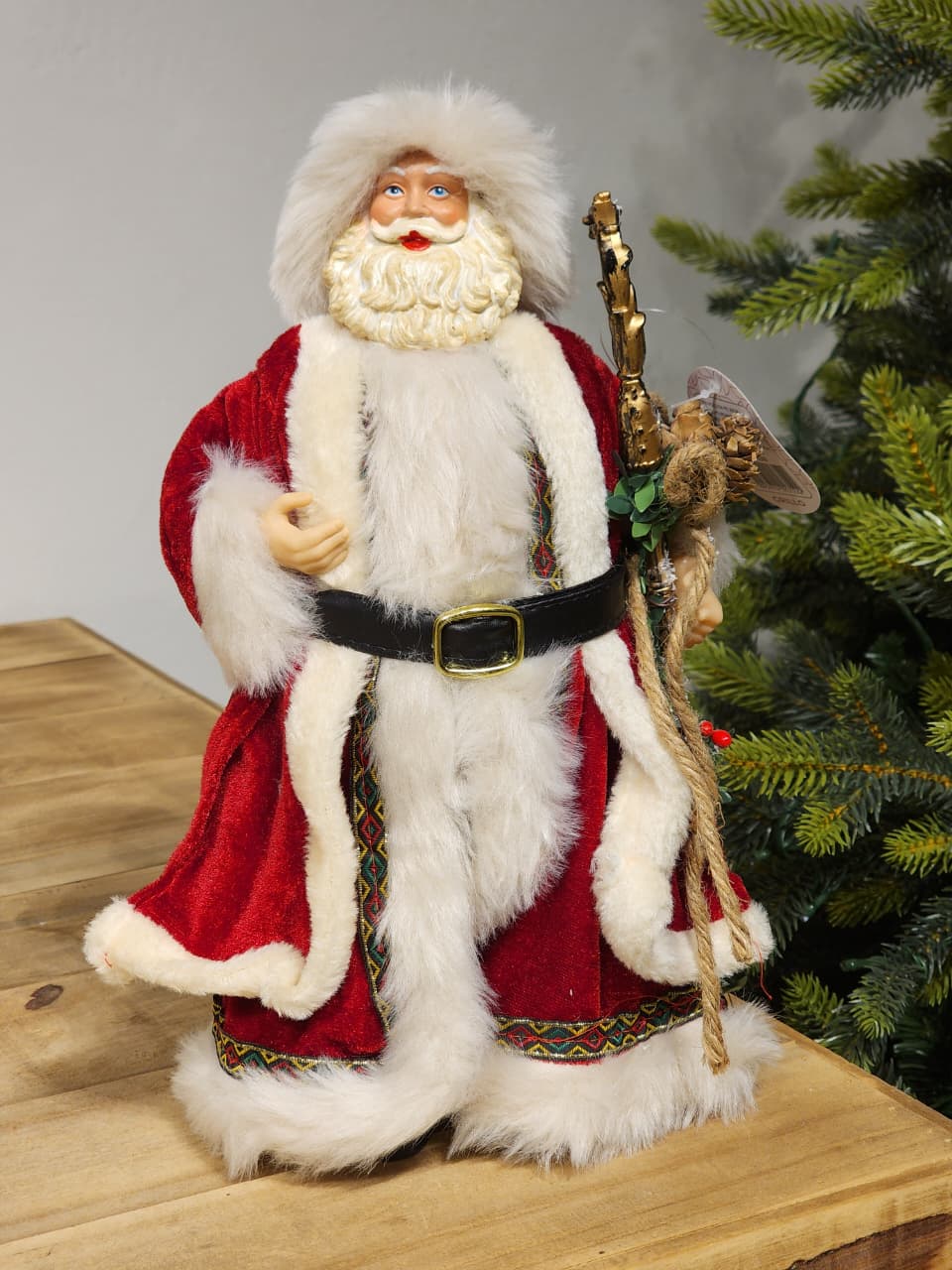 PAPAI NOEL VERMELHO LUXUOSO COLECIONÁVEL 30CM